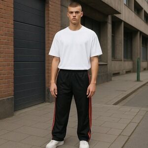 Active Joe Track Pants Athletic Warm Up Black Orange Stripe Kids‎